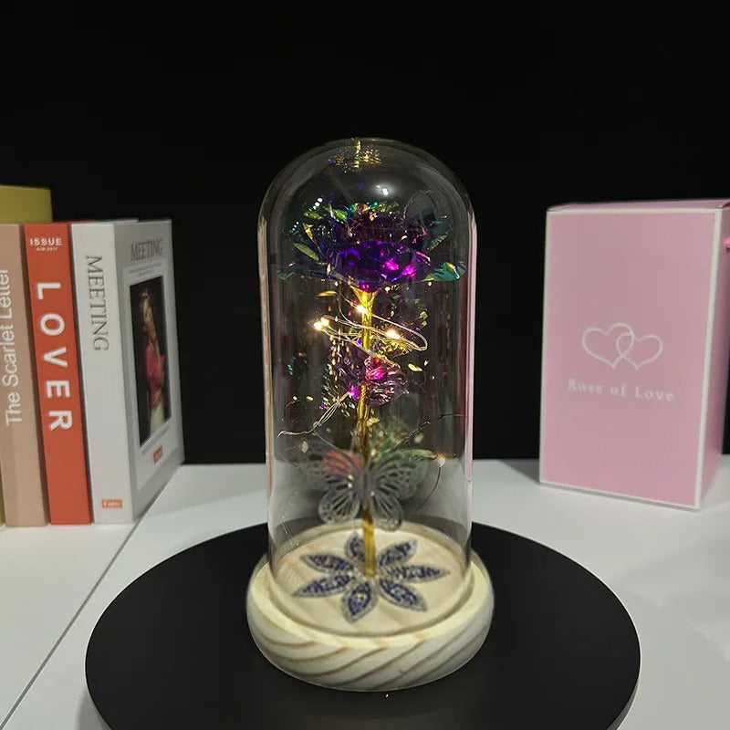 Ewige Glas Rose mit LED Lichtern