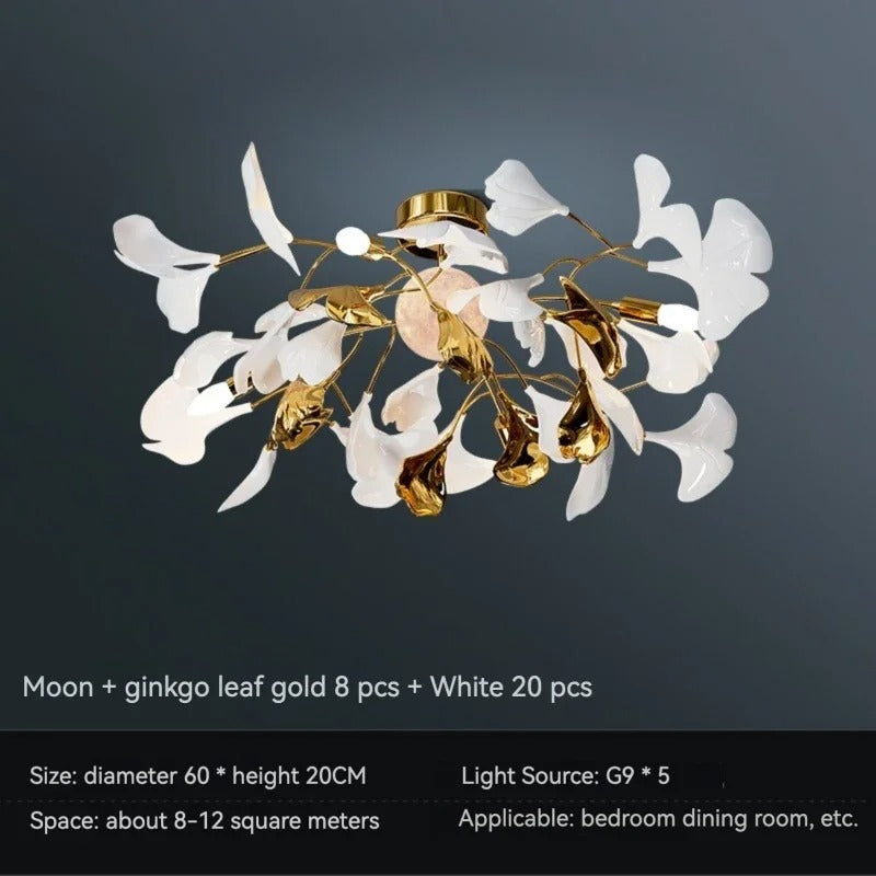 Luxuriöse Ginkgo Blatt Deckenlampe