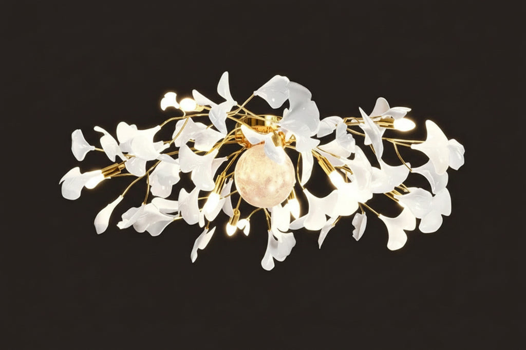 Luxuriöse Ginkgo Blatt Deckenlampe