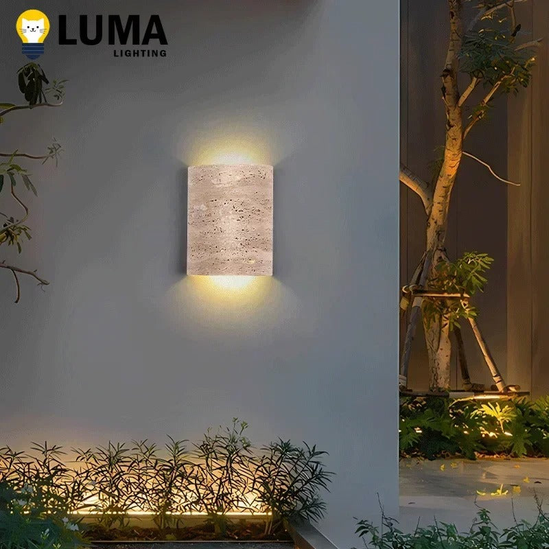 Wabi-sabi StyleYellow Travertine Wandleuchte Naturstein