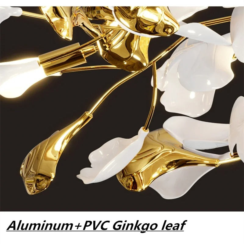 Luxuriöse Ginkgo Blatt Deckenlampe