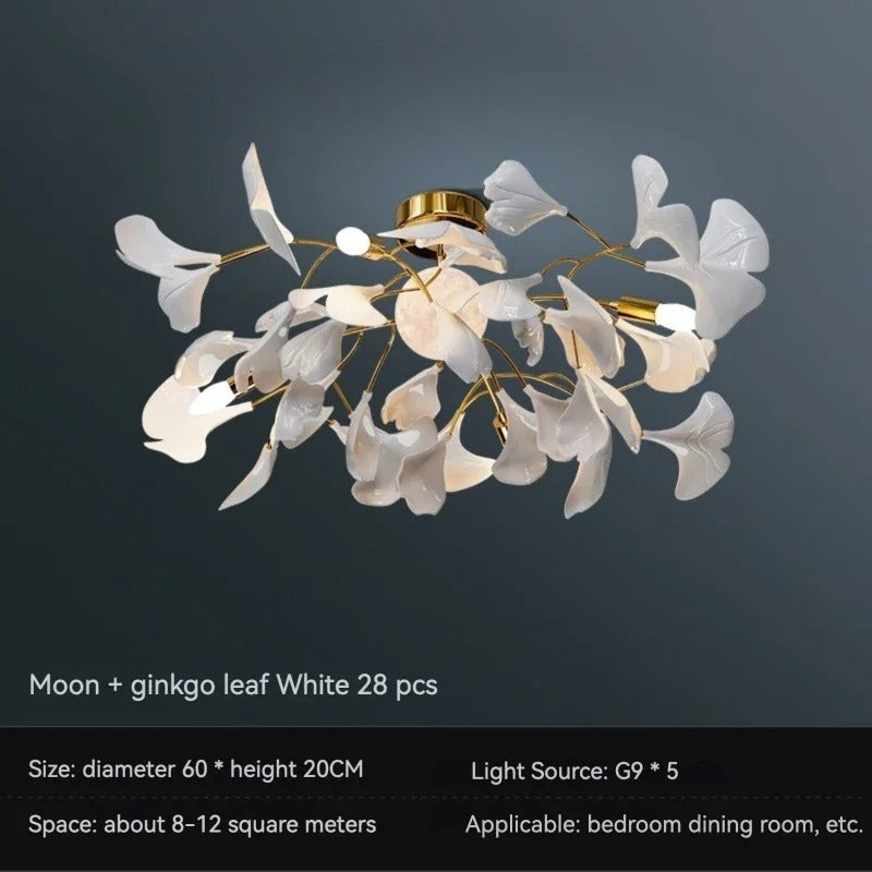 Luxuriöse Ginkgo Blatt Deckenlampe